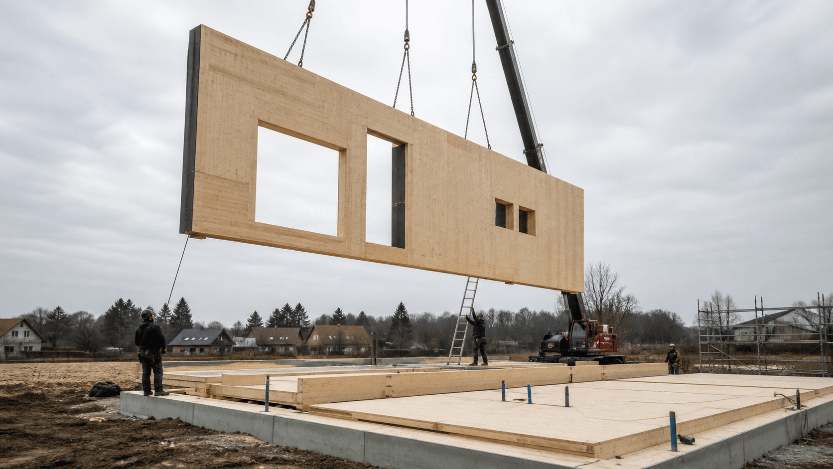 Nowoczesny dom modułowy i prefabrykowany na placu budowy