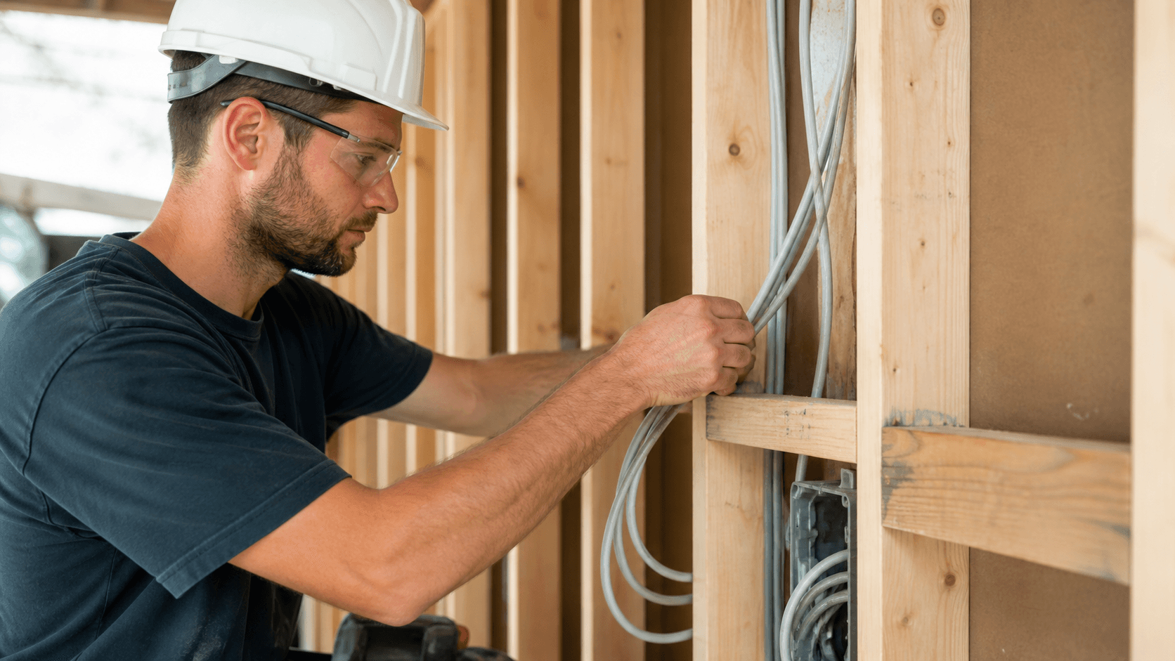 Montaż instalacji elektrycznej w ścianie domu szkieletowego